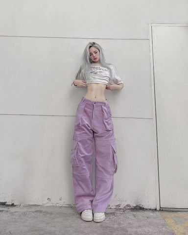 woman sport jeans wide leg mid-waist-WF00626-Veeddydropshipping