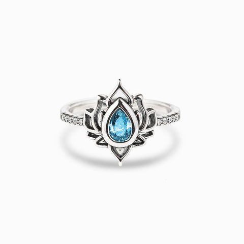 925 Sterling Silver Vintage Lotus Flower Rings For Women -JW00046-Veeddydropshipping