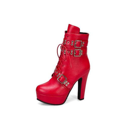 Platform Lace Up High Heel Short Female Buckle Autumn-BS00904-Veeddydropshipping