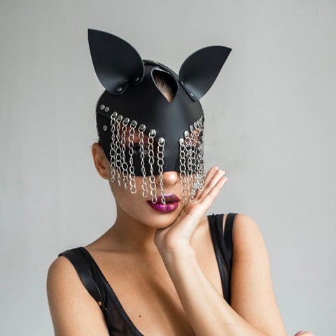 Women Sexy Leather Cat Mask Cosplay-WF01602-Veeddydropshipping