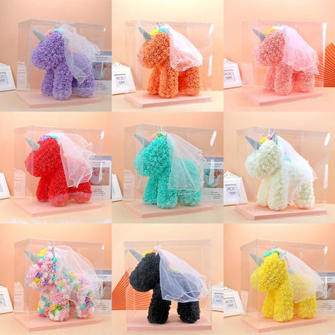 Eternal Unicorn Artificial Flower Wings Crown-HA00768-Veeddydropshipping