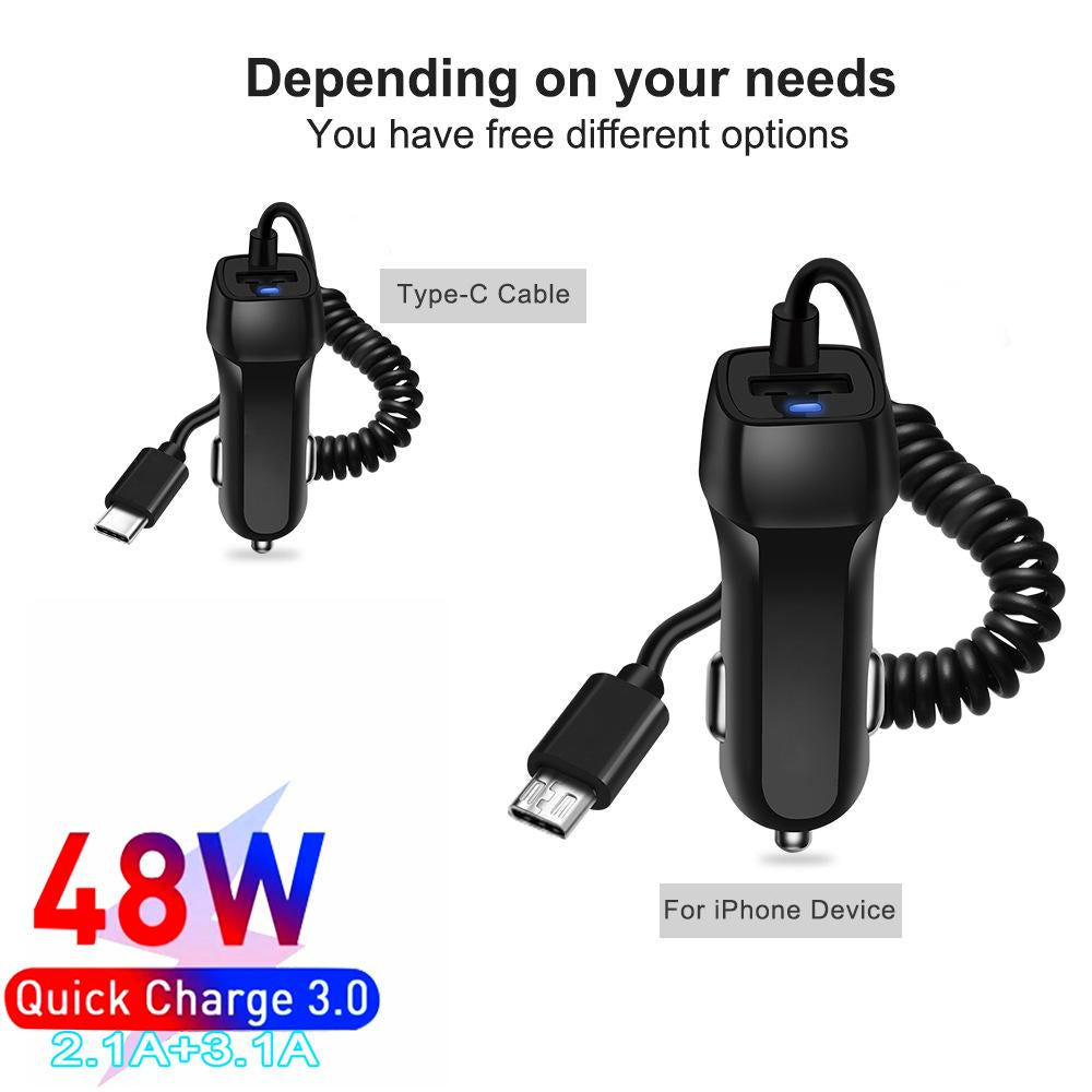 48W USB Car Charger QC3.0 5V Typec usb devices-PA01140-Veeddydropshipping