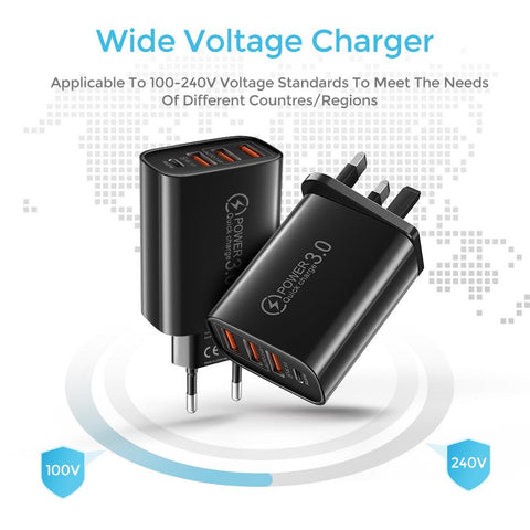 High Quality Travel Home Fast Charger 48W 3A Qc 3.0 USB Type C EU/US Mobile Phone Plug Chargers adapter-PA00355-Veeddydropshipping