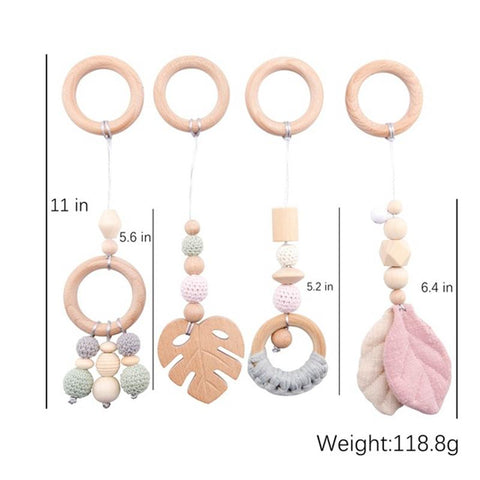 1Set Baby Fitness Frames Wooden Rattle Toys Baby Activity Gym Mobile Suspension-TB00506-Veeddydropshipping