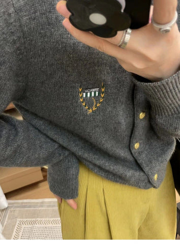 High-end embroidered cashmere sweater long-sleeved-WF00037-Veeddydropshipping
