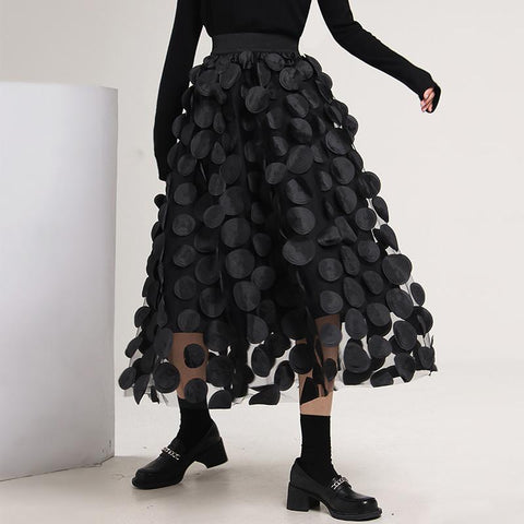 Women Solid Color Elastic Waist Mid-calf A-line Skirt-WF00428-Veeddydropshipping