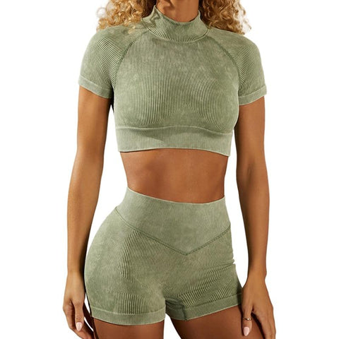 Women Yoga Set Sports Clothing Tights Sportswear Workout Clothes Gym High -OS00754-Veeddydropshipping