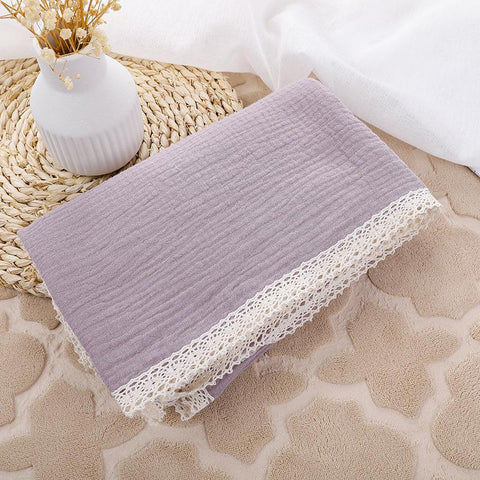 Double Layer Muslin Squares Cotton Baby Blankets Lace Newborn Blanket-TB00701-Veeddydropshipping