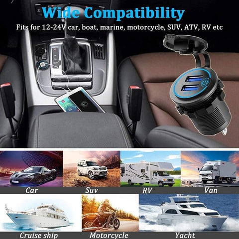 36W USB Charger QC 3.0 Touch Switch Waterproof-PA01154-Veeddydropshipping