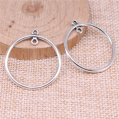 Circle Earrings Connector Charms Antique Silver Color Jewelry Findings-JW01617-Veeddydropshipping
