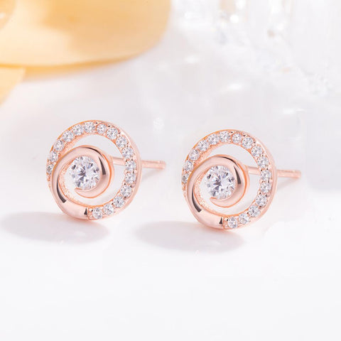 100% Original 925 Sterling Silver Earrings Cubic Zircon Round  Jewelry -JW01438-Veeddydropshipping