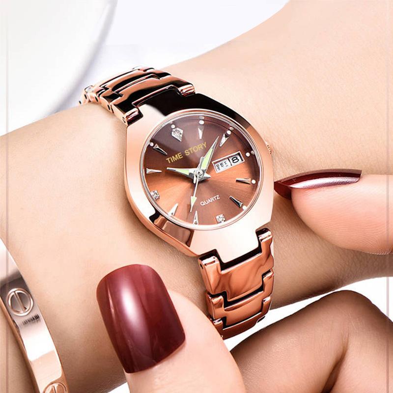 calendar fashion steel belt women waterproof quartz watch-JW00878-Veeddydropshipping