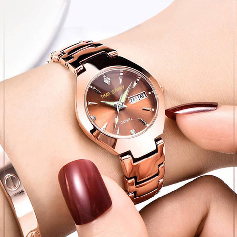 calendar fashion steel belt women waterproof quartz watch-JW00878-Veeddydropshipping