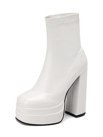 Chunky Heels Plateau Shoes Waterproof Plus Size Over-BS01009-Veeddydropshipping