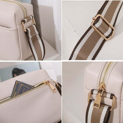 Bags Wide Fabric Strap Crossbody Bag Ladies Fashion Handbags Zipper-BS00106-Veeddydropshipping