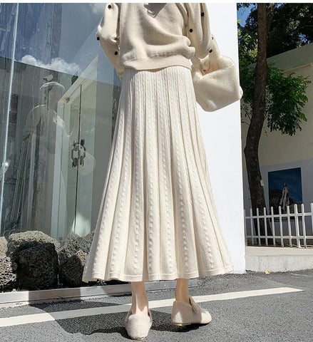 Textured Knitted Skirts Women Sweater Skirts-WF00547-Veeddydropshipping