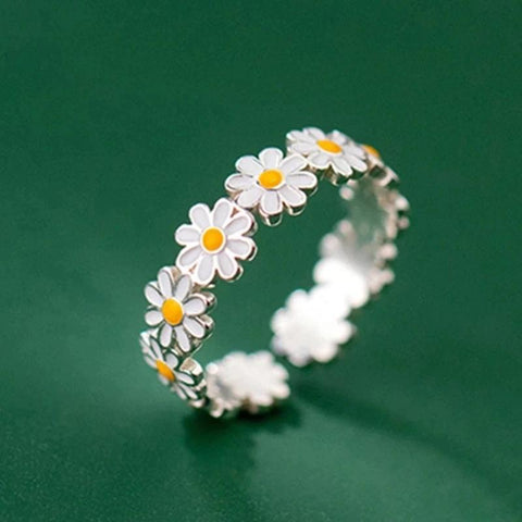 Daisy Flower Rings For Women Korean Style Adjustable Opening Finger -JW01383-Veeddydropshipping