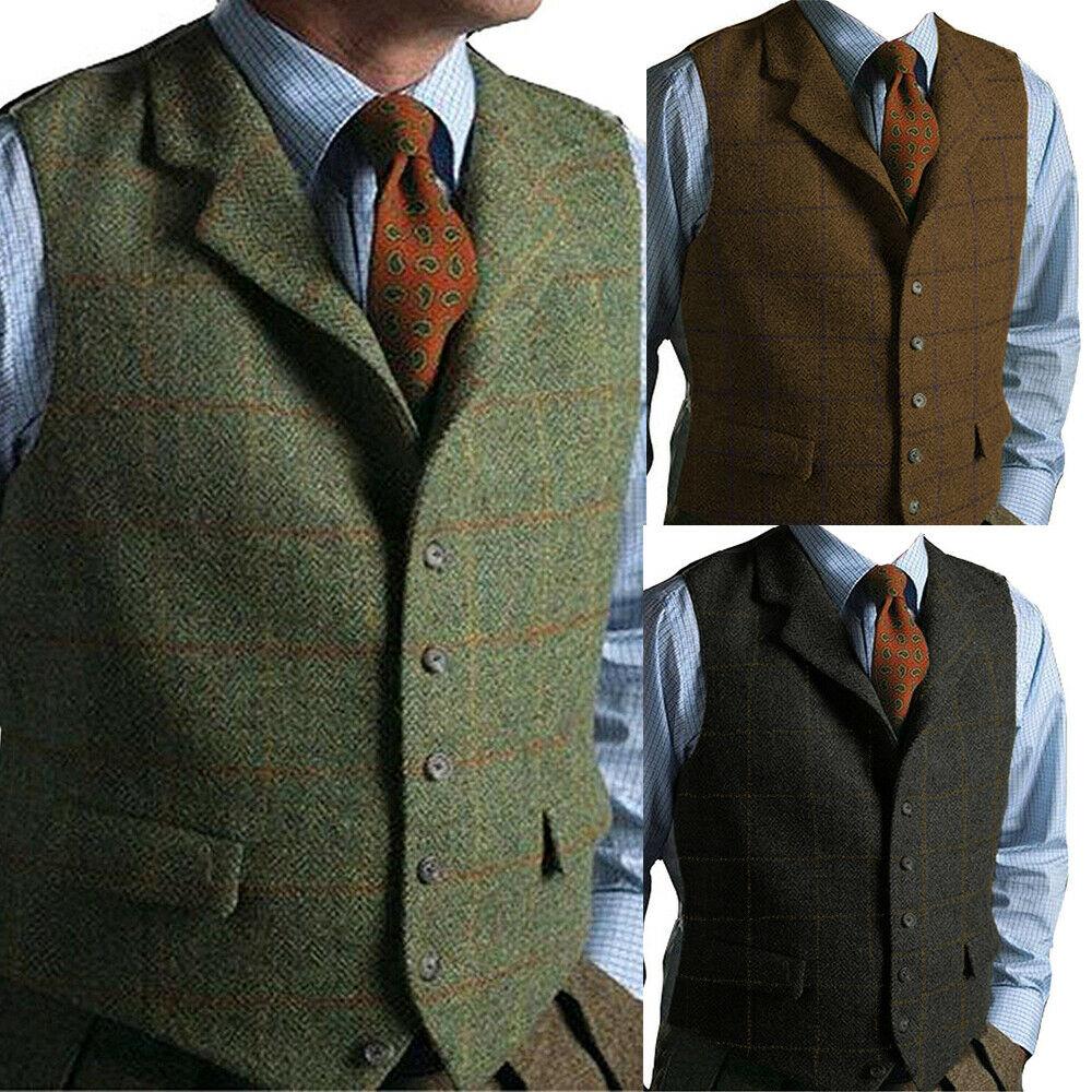 Vest Notched Lapel Solid Color Retro Wool Single-MF01282-Veeddydropshipping