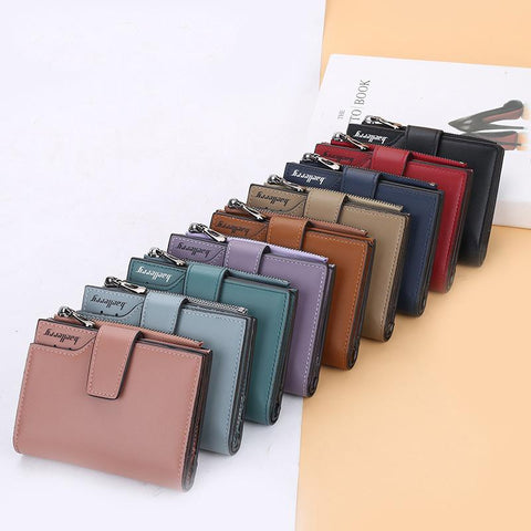 Short Red Wallet Card Holder Big Capacity Green Pink Coin-BS00183-Veeddydropshipping