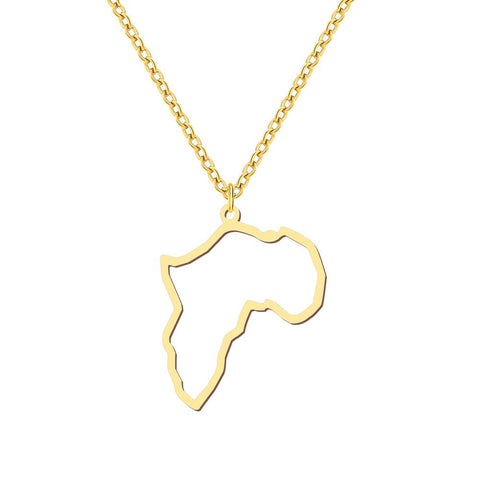 Stainless Steel Necklaces Africa Map Dainty Jewelry Girls Gifts-JW01289-Veeddydropshipping