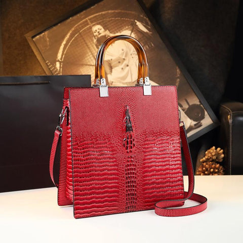 Genuine Leather Women Handbags Brand Mom Tote Bag-TB00188-Veeddydropshipping