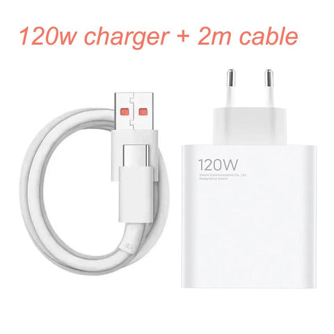 For Xiaomi 120W charger Fast charge adapter 2M 1.5M Type C cable For Mi 11T 12T 12 12S Pro -CE00211-Veeddydropshipping