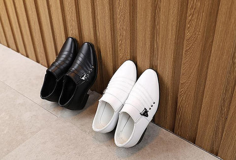 Boys Black Leather Shoes British Style Boys White Children Shoes-TB00101-Veeddydropshipping