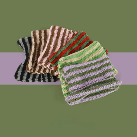 Devil Striped Knitted Wool Cap Autumn and Winter-Veeddydropshipping