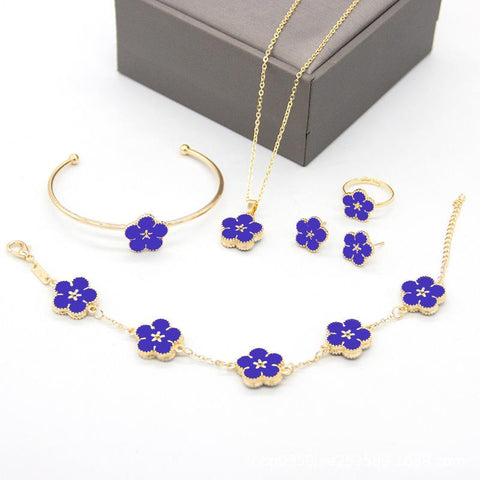 5pcs/Set Flower Pattern Designer Women Jewelry Set  -JW00336-Veeddydropshipping