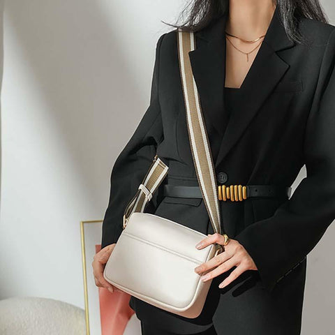 Bags Wide Fabric Strap Crossbody Bag Ladies Fashion Handbags Zipper-BS00106-Veeddydropshipping