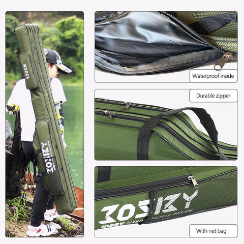 Fishing Rod Storage Bag  Oxford Cloth Multifunctional  1/2/3 Layer Black / Green-OS00532-Veeddydropshipping