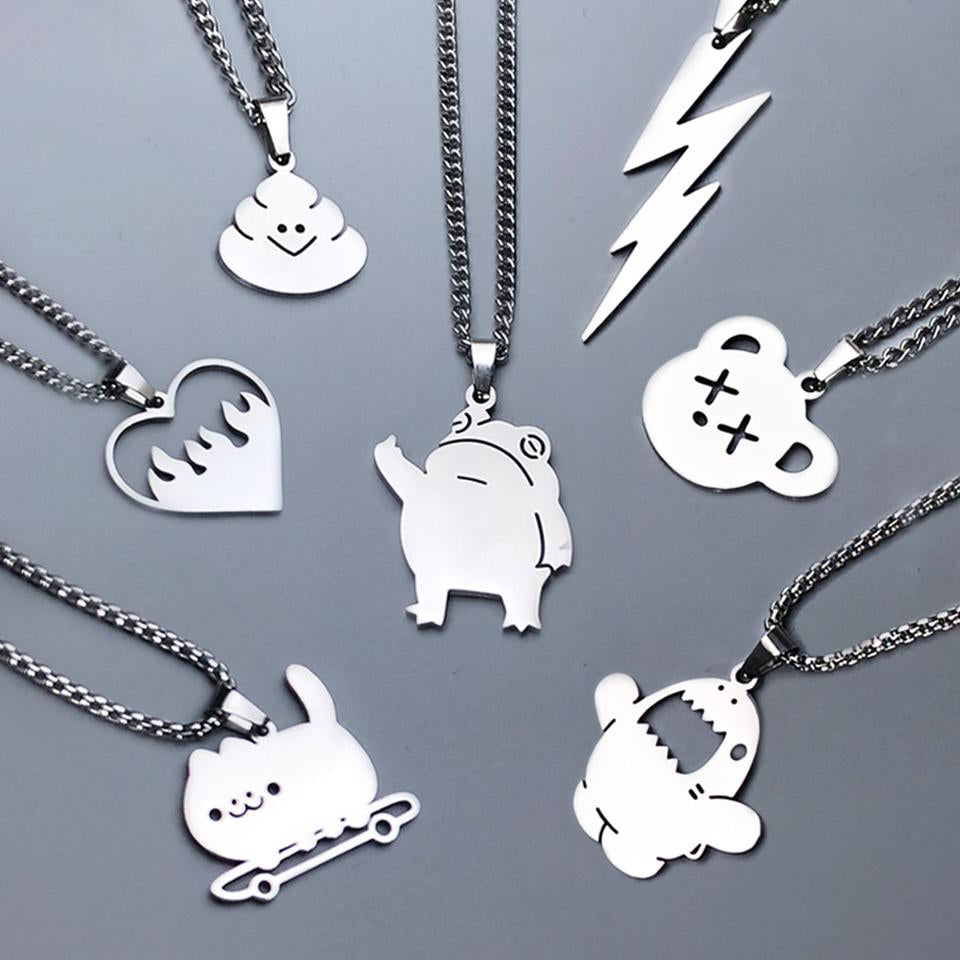 Steel Pendant Necklace For Women Men Cute Korean Fashion -JW01193-Veeddydropshipping