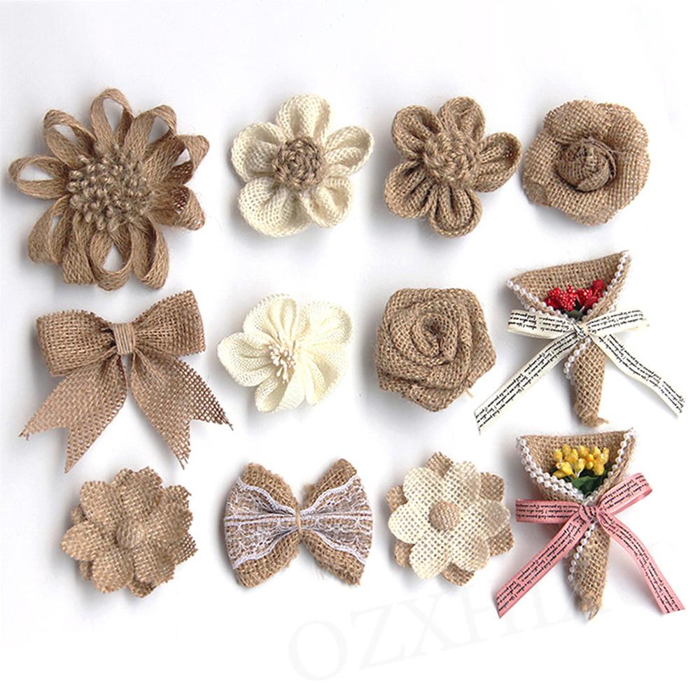 Handmade Jute Burlap Hessian Ribbon Bow-HA00607-Veeddydropshipping