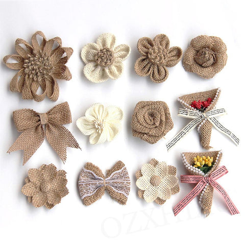 Handmade Jute Burlap Hessian Ribbon Bow-HA00607-Veeddydropshipping