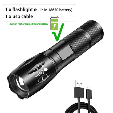USB Rechargeable LED Flashlight Use Powerful T6 lamp beads 100 meters lighting-TI00779-Veeddydropshipping