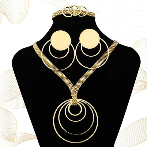 Gold Colour Jewelry Sets Anniversary Accessories Gift -JW00346-Veeddydropshipping