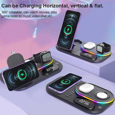 4 in 1 Wireless Chargers Dock Station With Lamp And Clock-Veeddydropshipping