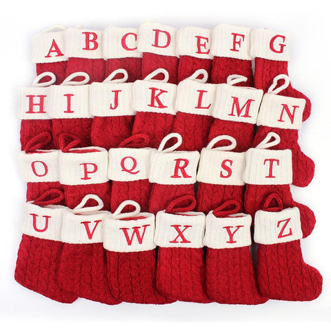 Christmas Knitting Socks A-Z Alphabet Pendant Socks-HA00763-Veeddydropshipping