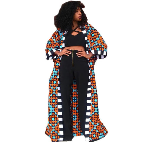 African Floral Print Dashiki Cardigan Women-WF01513-Veeddydropshipping