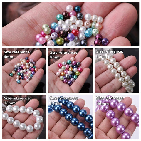 Lot Colors Round Pearl Coated GlassMaking DIY Crafts -JW00140-Veeddydropshipping