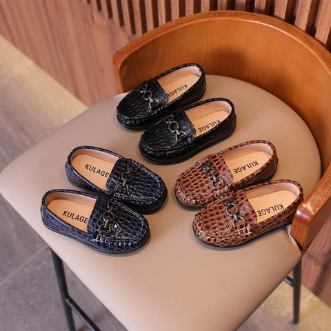 Black Boys UK Uniform Shoe Spring Metal Chains Soft Kids-TB00186-Veeddydropshipping