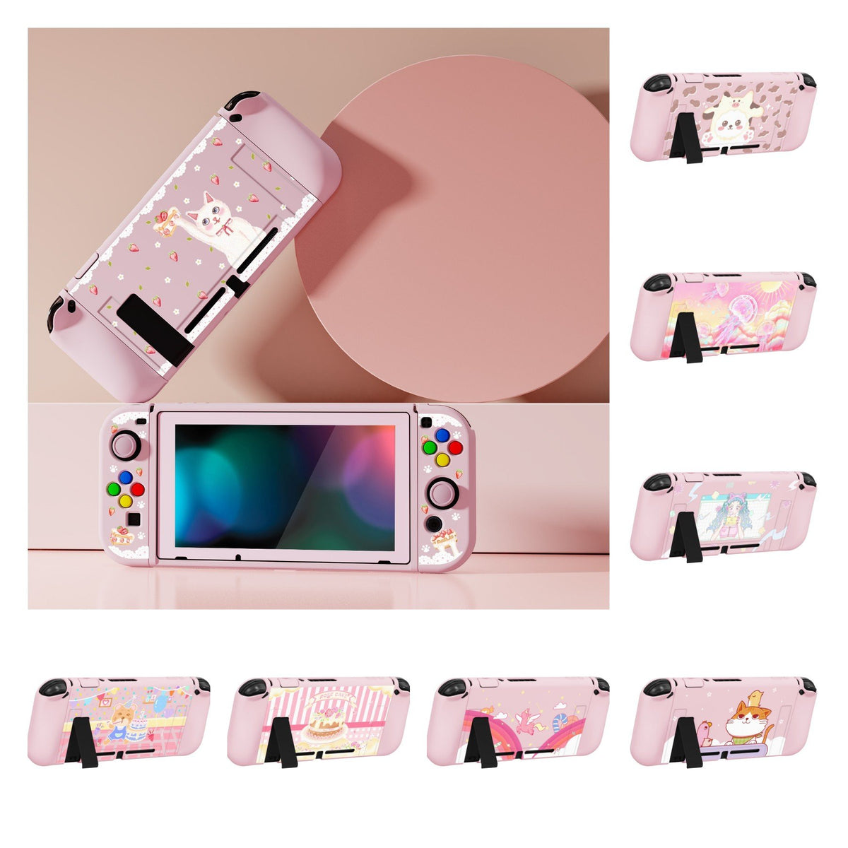 PlayVital ZealProtect Soft Protective Case Cover for Nintendo Switch with Glass Screen-CE01466-Veeddydropshipping