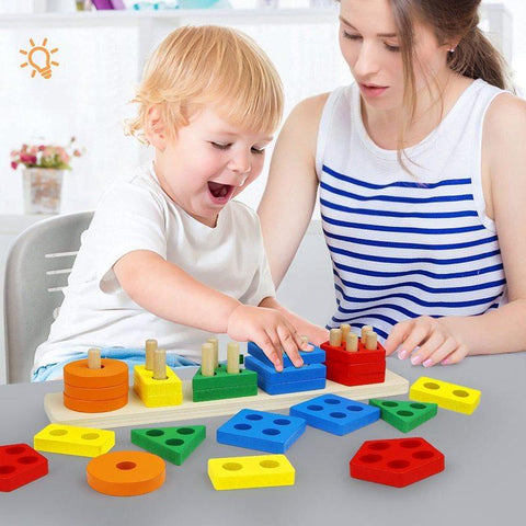 Montessori Four-post Geometric Modeling Building Blocks Kids educational Toys-TB01498-Veeddydropshipping