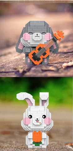 2023 Micro Cute Rabbit  Block DIY Carrot Guitar Bunny Model Diamond-TB01494-Veeddydropshipping