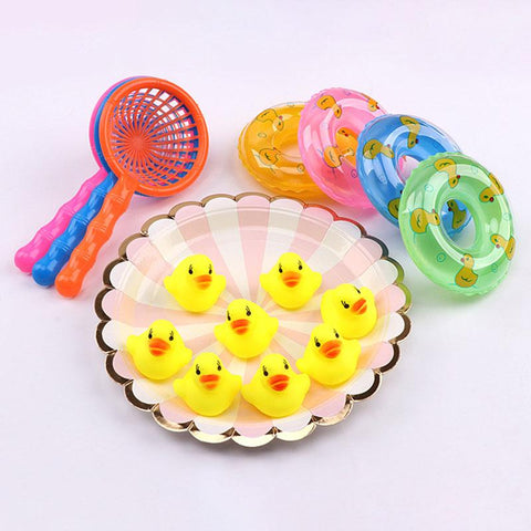 5Pcs/set kids Floating Bath Toys Mini Swimming Rings Rubber Yellow Ducks-TB00553-Veeddydropshipping