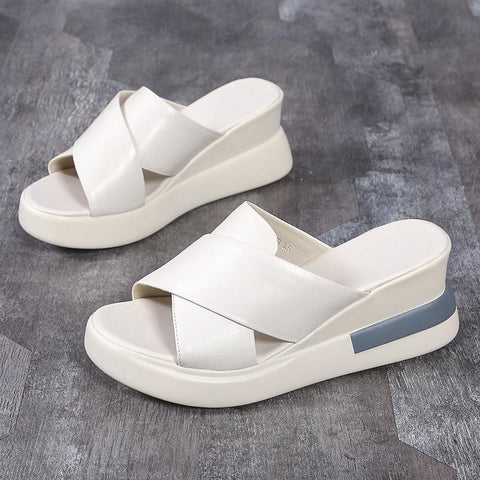 Muffin Thick Bottom Slope Heel Women&#39;s Sandals Back Empty Snap-BS00806-Veeddydropshipping
