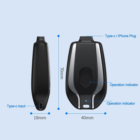 Hot Sale 1500mAh Portable Mini Type-C Power Bank Keychain Emergency Charger-PA00472-Veeddydropshipping
