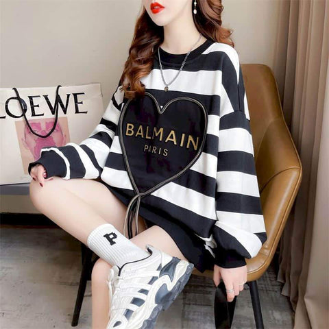 Fashion Design Sense Pullovers Chic Striped Sweatshirts-WF00061-Veeddydropshipping