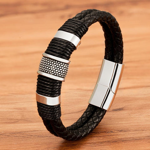 Leather Rope Wrap Special Style Classic Stainless Steel -JW00257-Veeddydropshipping
