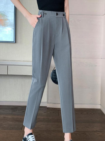 Casual Suit Pants High Waist Loose Haren-WF00040-Veeddydropshipping